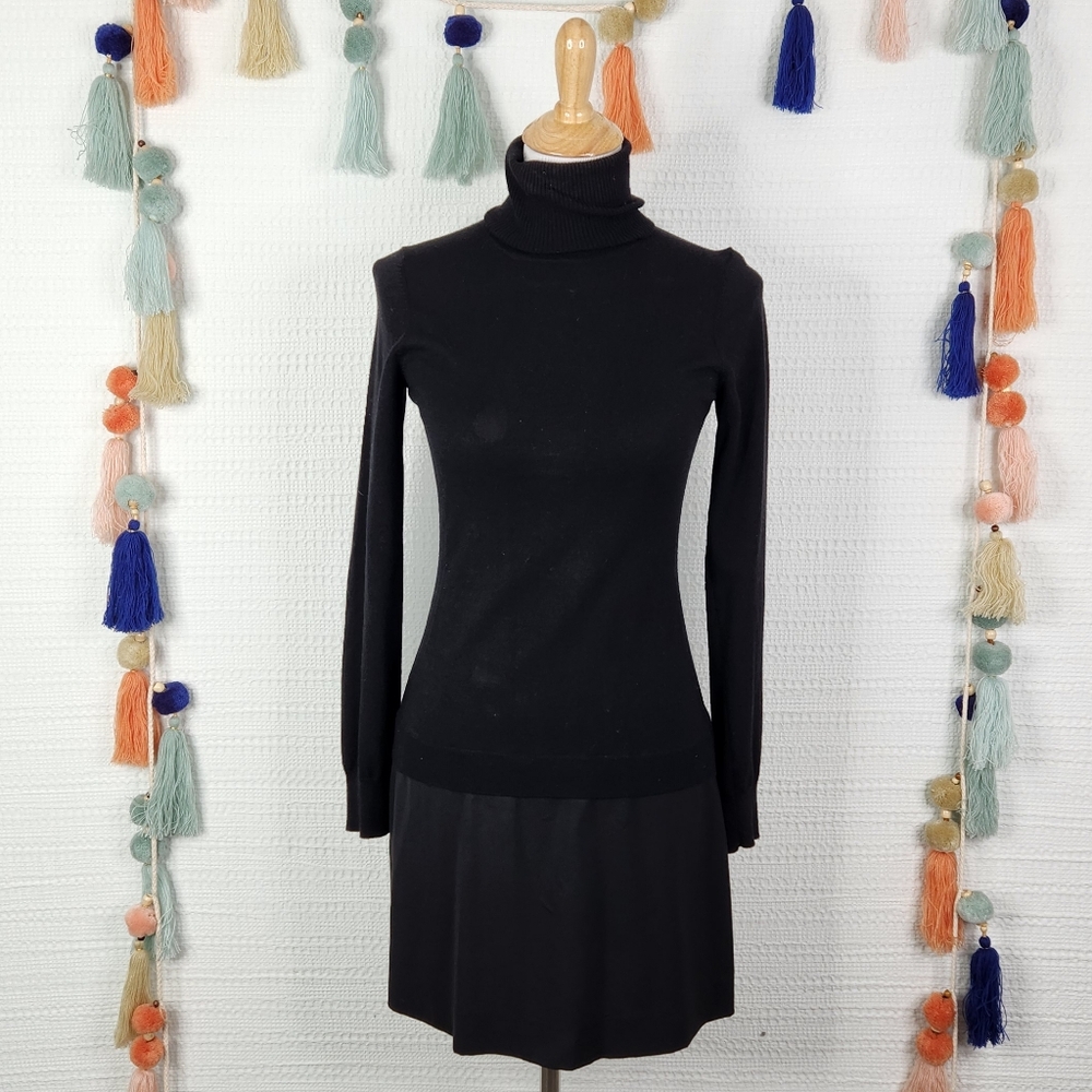 Theory Black Turtleneck Sweater Dress